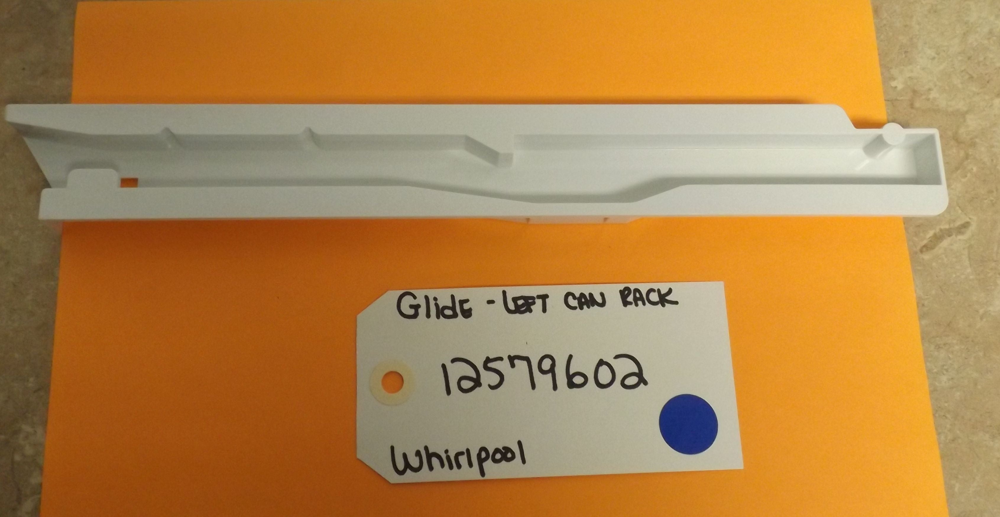 WHIRLPOOL REFRIGERATOR 12579602 GLIDE, LEFT CAN RACK(NEW) WHIRLPOOL REFRIGERATOR 12579602 GLIDE, LEFT CAN RACK(NEW)